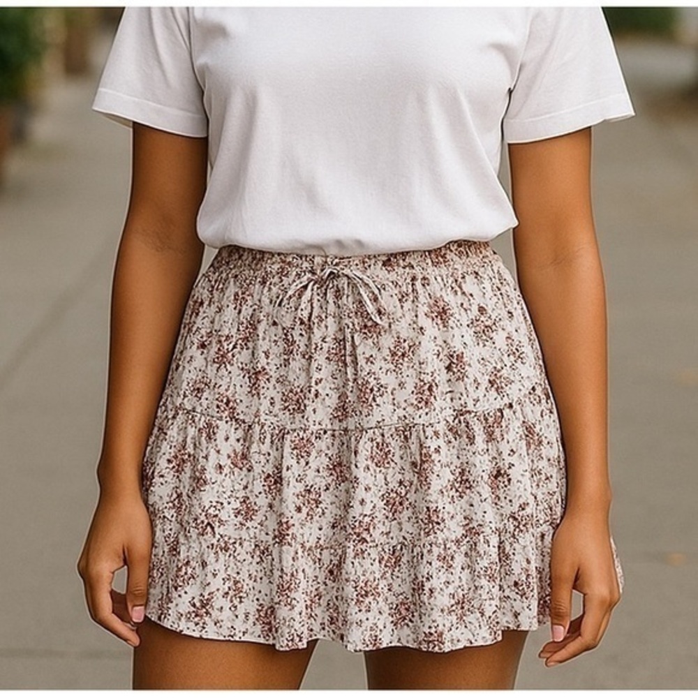 Paper Crane floral tiered skirt